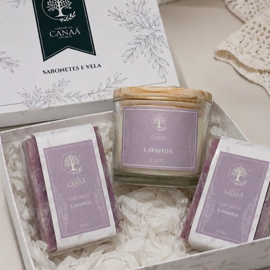 Kit Presente Lavanda – Sabonetes e Vela Aromática